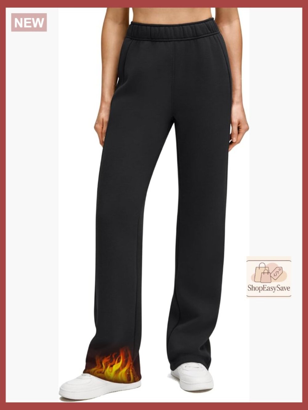 Fleece Lined Straight Leg Sweatpants Cotton Lounge Pockets